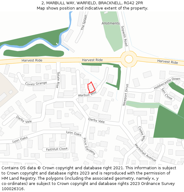 2, MARBULL WAY, WARFIELD, BRACKNELL, RG42 2PR: Location map and indicative extent of plot