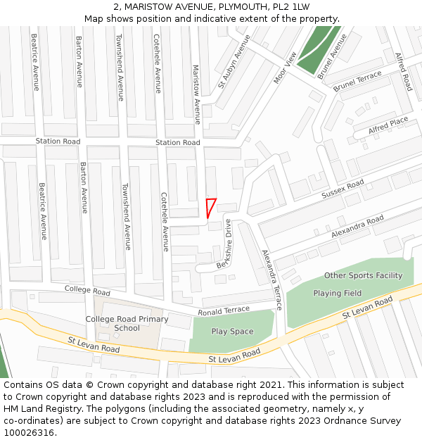 2, MARISTOW AVENUE, PLYMOUTH, PL2 1LW: Location map and indicative extent of plot