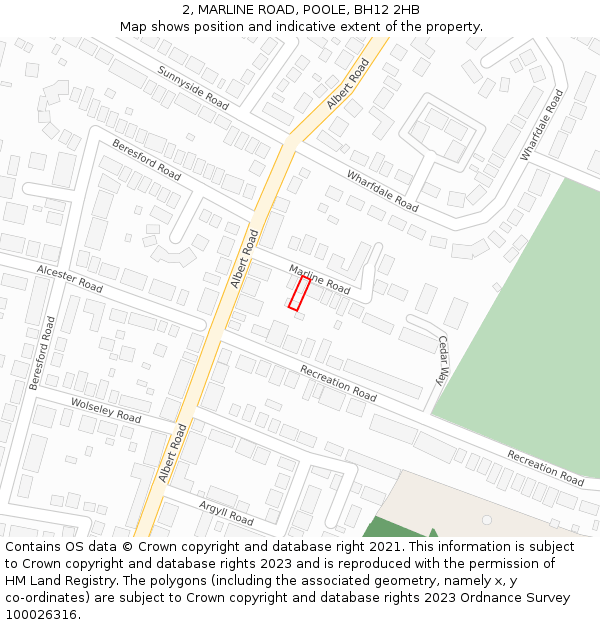 2, MARLINE ROAD, POOLE, BH12 2HB: Location map and indicative extent of plot