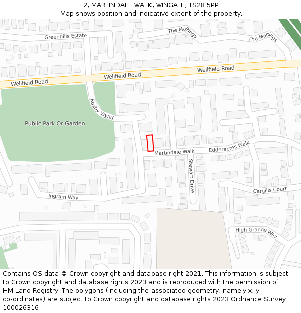 2, MARTINDALE WALK, WINGATE, TS28 5PP: Location map and indicative extent of plot