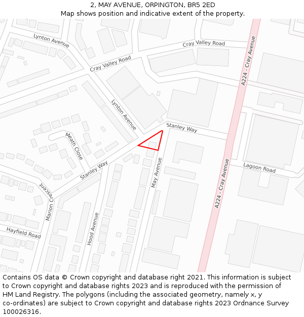 2, MAY AVENUE, ORPINGTON, BR5 2ED: Location map and indicative extent of plot