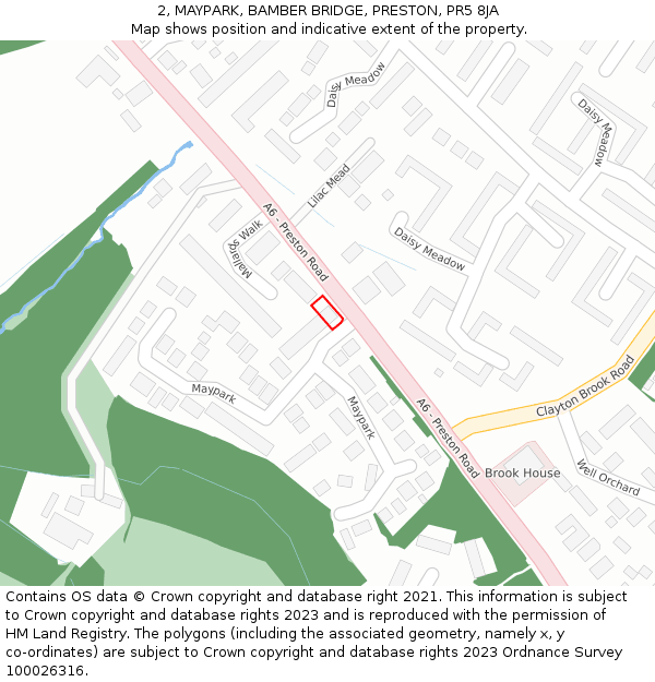 2, MAYPARK, BAMBER BRIDGE, PRESTON, PR5 8JA: Location map and indicative extent of plot