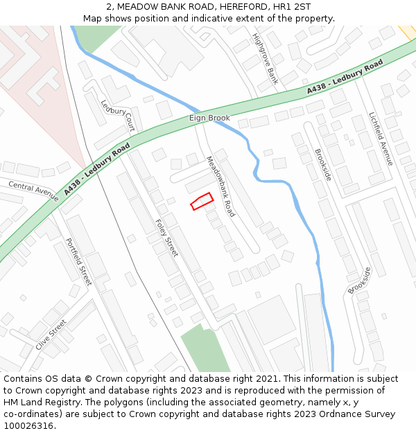 2, MEADOW BANK ROAD, HEREFORD, HR1 2ST: Location map and indicative extent of plot