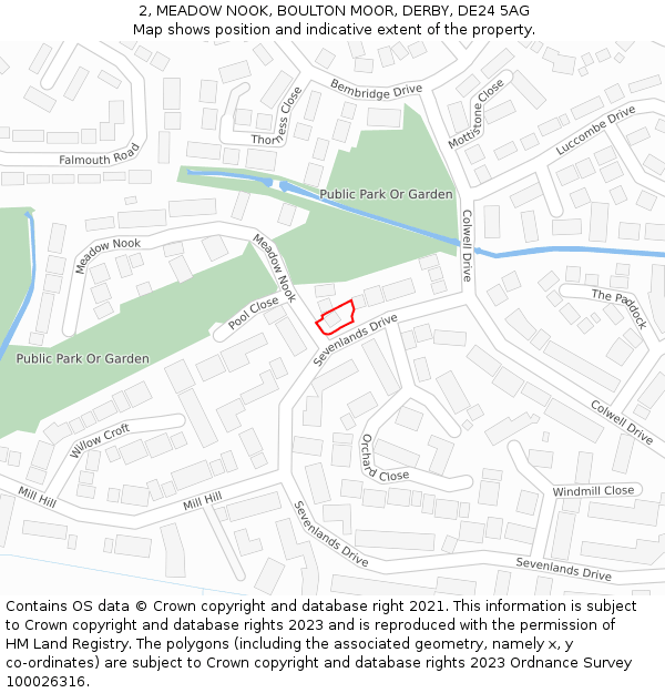 2, MEADOW NOOK, BOULTON MOOR, DERBY, DE24 5AG: Location map and indicative extent of plot