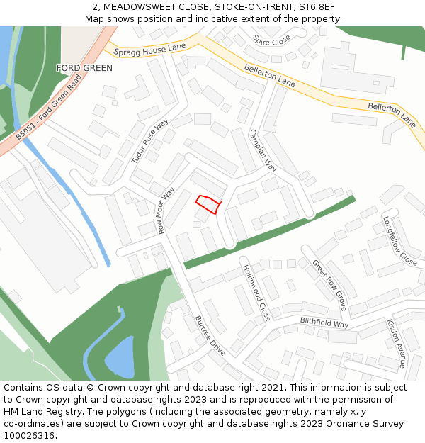 2, MEADOWSWEET CLOSE, STOKE-ON-TRENT, ST6 8EF: Location map and indicative extent of plot