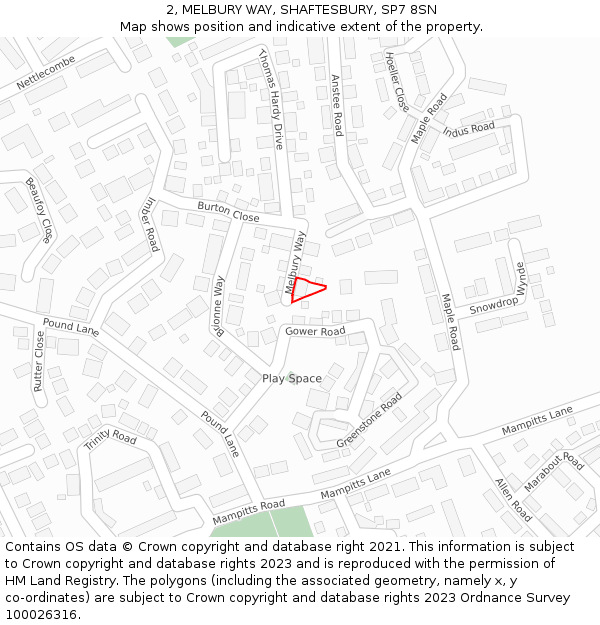 2, MELBURY WAY, SHAFTESBURY, SP7 8SN: Location map and indicative extent of plot