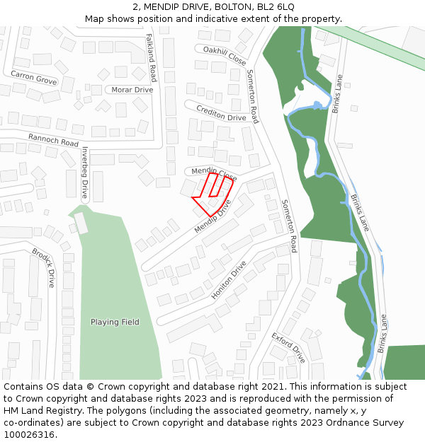 2, MENDIP DRIVE, BOLTON, BL2 6LQ: Location map and indicative extent of plot