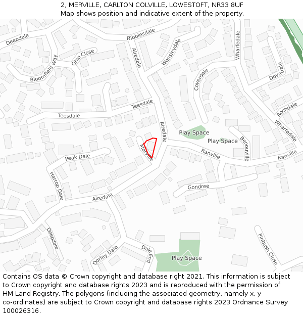 2, MERVILLE, CARLTON COLVILLE, LOWESTOFT, NR33 8UF: Location map and indicative extent of plot