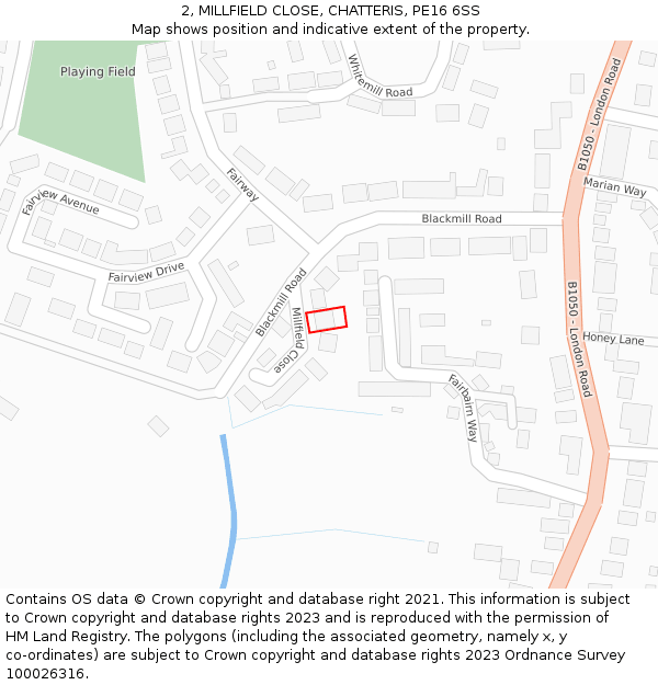 2, MILLFIELD CLOSE, CHATTERIS, PE16 6SS: Location map and indicative extent of plot