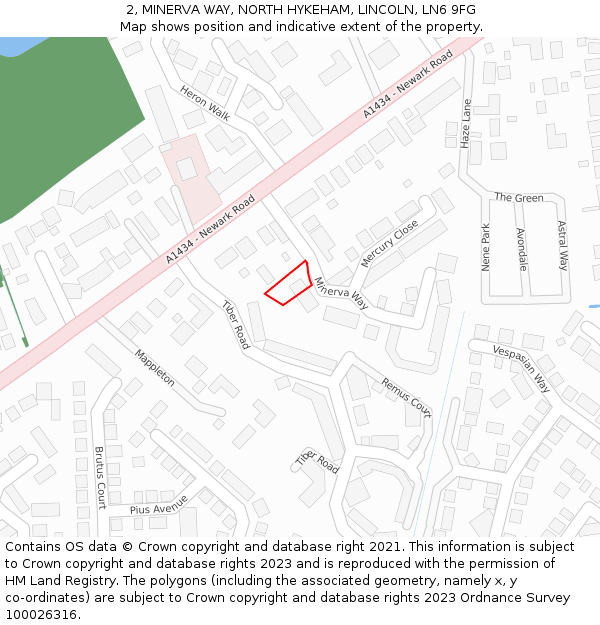 2, MINERVA WAY, NORTH HYKEHAM, LINCOLN, LN6 9FG: Location map and indicative extent of plot