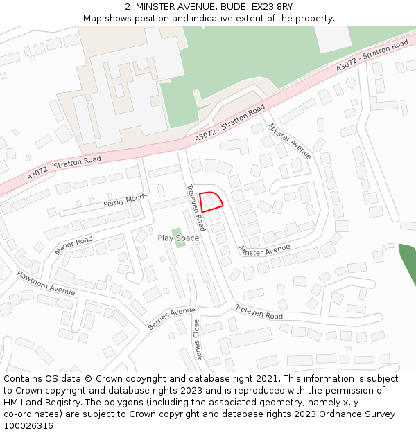 2, MINSTER AVENUE, BUDE, EX23 8RY: Location map and indicative extent of plot