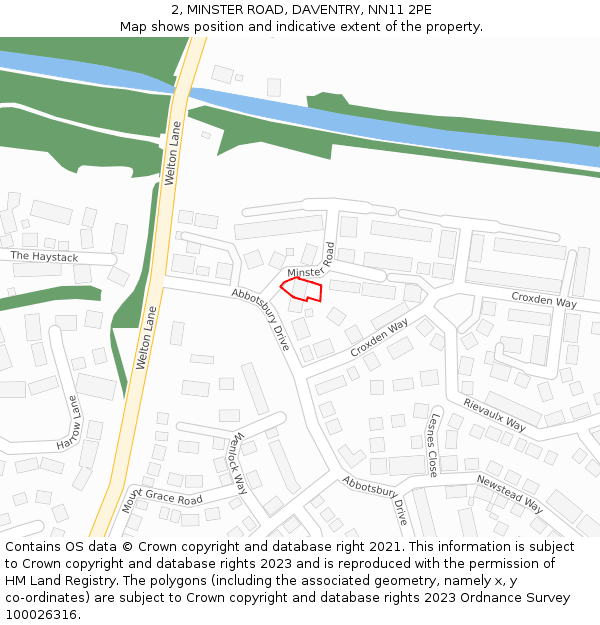 2, MINSTER ROAD, DAVENTRY, NN11 2PE: Location map and indicative extent of plot