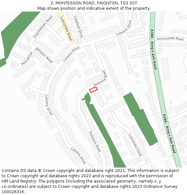 2, MONTESSON ROAD, PAIGNTON, TQ3 3GT: Location map and indicative extent of plot