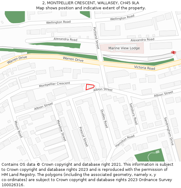 2, MONTPELLIER CRESCENT, WALLASEY, CH45 9LA: Location map and indicative extent of plot
