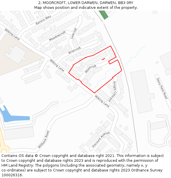 2, MOORCROFT, LOWER DARWEN, DARWEN, BB3 0RY: Location map and indicative extent of plot