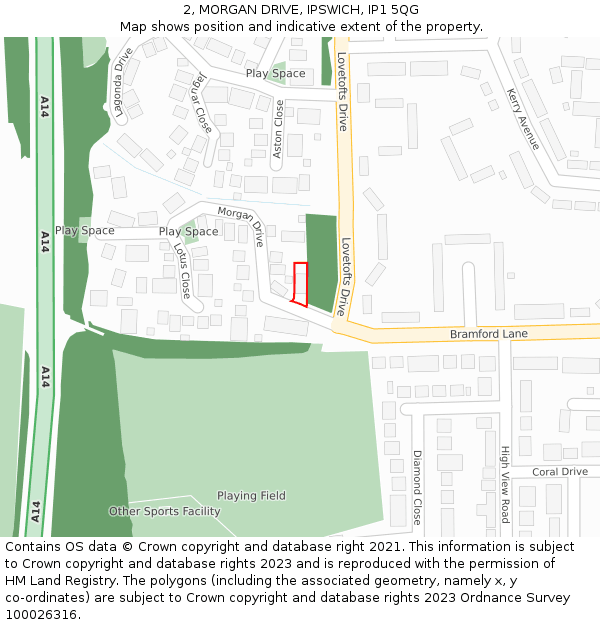 2, MORGAN DRIVE, IPSWICH, IP1 5QG: Location map and indicative extent of plot