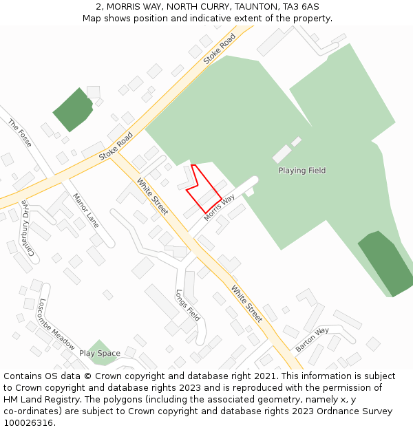 2, MORRIS WAY, NORTH CURRY, TAUNTON, TA3 6AS: Location map and indicative extent of plot
