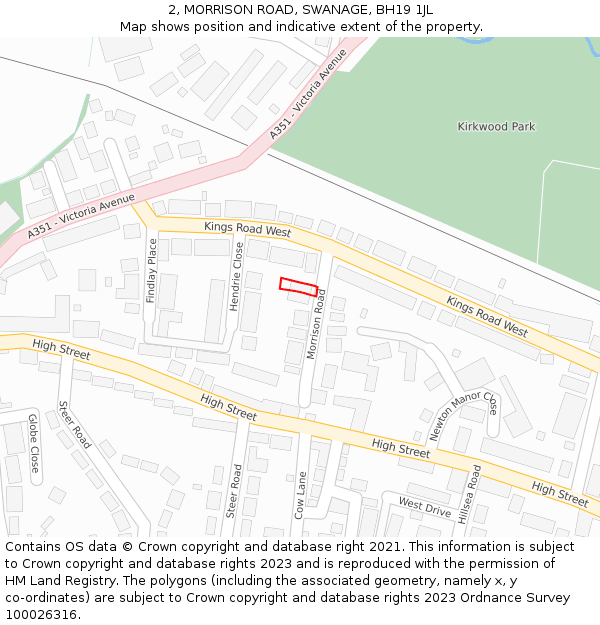 2, MORRISON ROAD, SWANAGE, BH19 1JL: Location map and indicative extent of plot