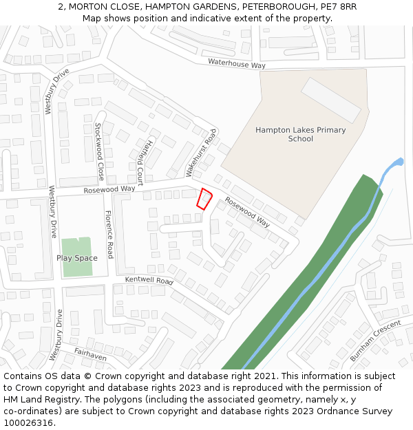 2, MORTON CLOSE, HAMPTON GARDENS, PETERBOROUGH, PE7 8RR: Location map and indicative extent of plot