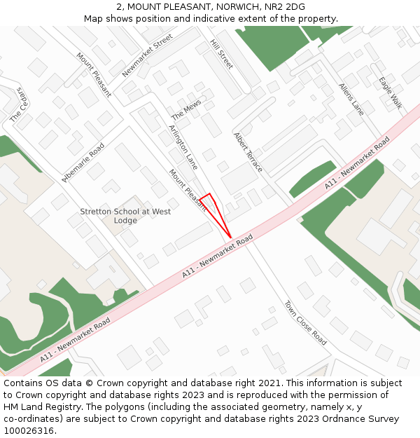 2, MOUNT PLEASANT, NORWICH, NR2 2DG: Location map and indicative extent of plot