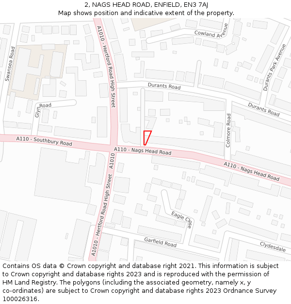 2, NAGS HEAD ROAD, ENFIELD, EN3 7AJ: Location map and indicative extent of plot