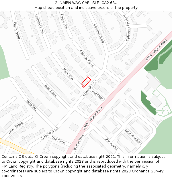 2, NAIRN WAY, CARLISLE, CA2 6RU: Location map and indicative extent of plot