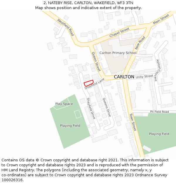 2, NATEBY RISE, CARLTON, WAKEFIELD, WF3 3TN: Location map and indicative extent of plot