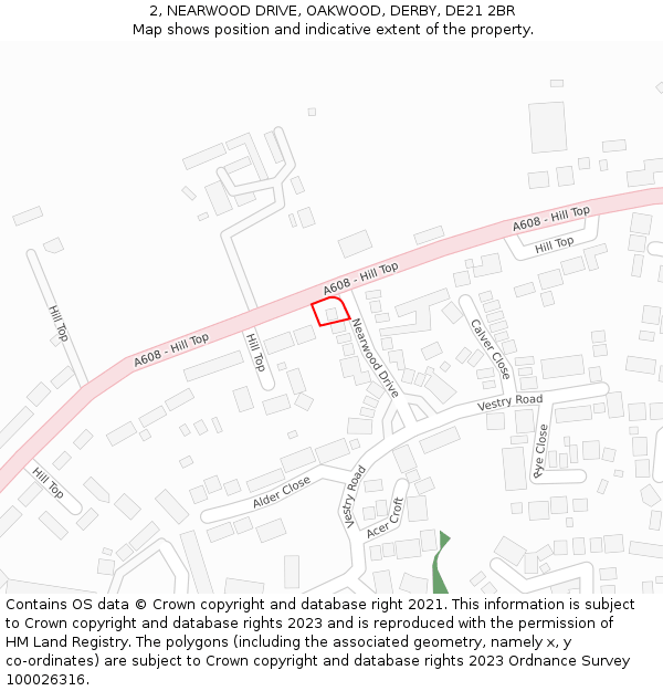 2, NEARWOOD DRIVE, OAKWOOD, DERBY, DE21 2BR: Location map and indicative extent of plot
