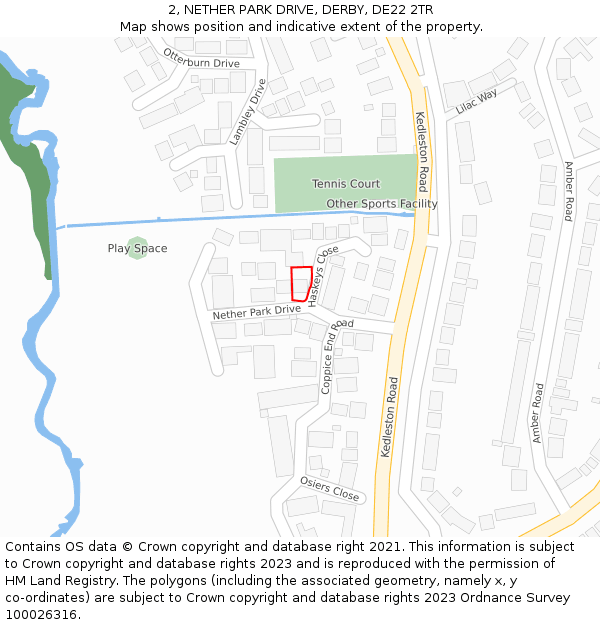 2, NETHER PARK DRIVE, DERBY, DE22 2TR: Location map and indicative extent of plot