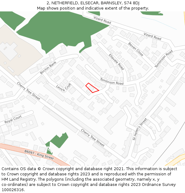 2, NETHERFIELD, ELSECAR, BARNSLEY, S74 8DJ: Location map and indicative extent of plot