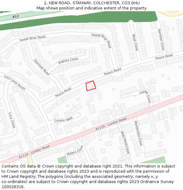 2, NEW ROAD, STANWAY, COLCHESTER, CO3 0HU: Location map and indicative extent of plot