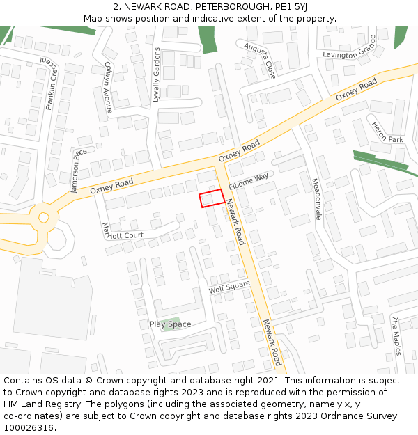 2, NEWARK ROAD, PETERBOROUGH, PE1 5YJ: Location map and indicative extent of plot