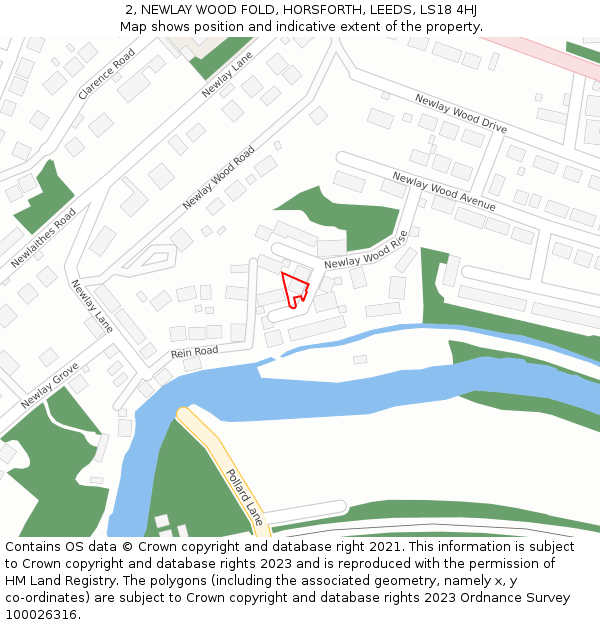 2, NEWLAY WOOD FOLD, HORSFORTH, LEEDS, LS18 4HJ: Location map and indicative extent of plot