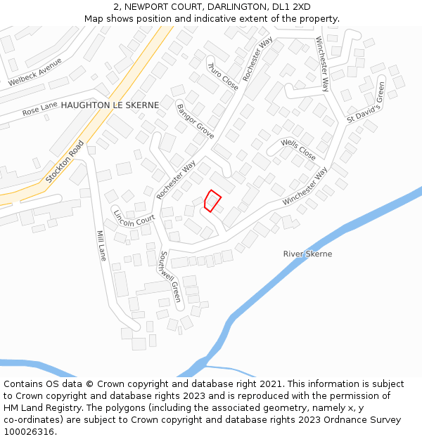 2, NEWPORT COURT, DARLINGTON, DL1 2XD: Location map and indicative extent of plot
