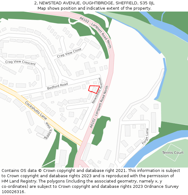 2, NEWSTEAD AVENUE, OUGHTIBRIDGE, SHEFFIELD, S35 0JL: Location map and indicative extent of plot