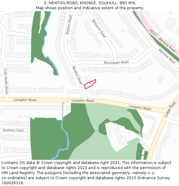 2, NEWTON ROAD, KNOWLE, SOLIHULL, B93 9HL: Location map and indicative extent of plot