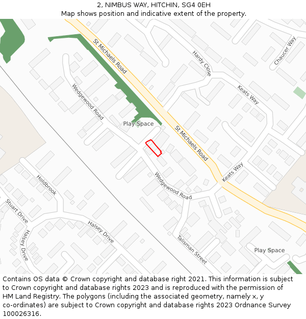 2, NIMBUS WAY, HITCHIN, SG4 0EH: Location map and indicative extent of plot