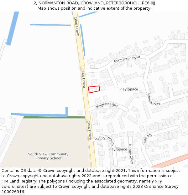2, NORMANTON ROAD, CROWLAND, PETERBOROUGH, PE6 0JJ: Location map and indicative extent of plot