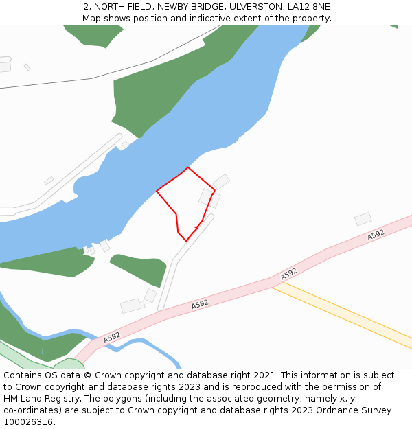2, NORTH FIELD, NEWBY BRIDGE, ULVERSTON, LA12 8NE: Location map and indicative extent of plot