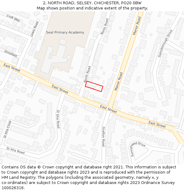 2, NORTH ROAD, SELSEY, CHICHESTER, PO20 0BW: Location map and indicative extent of plot