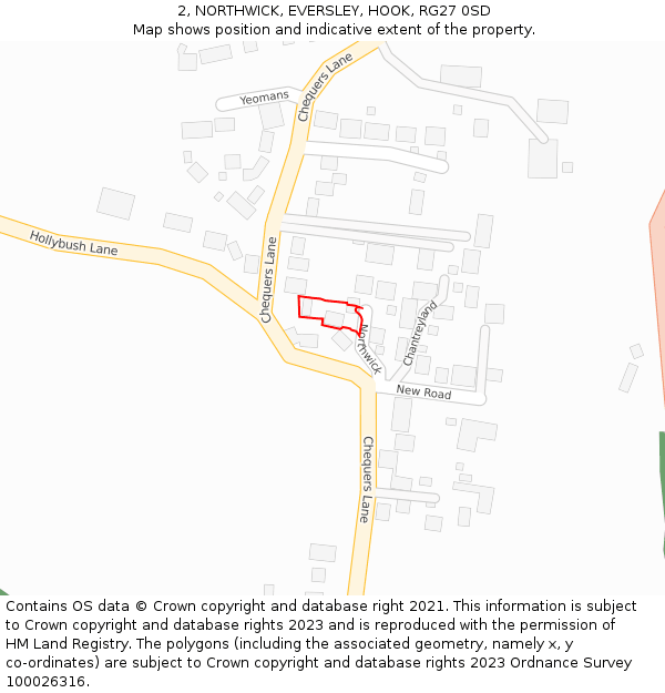 2, NORTHWICK, EVERSLEY, HOOK, RG27 0SD: Location map and indicative extent of plot
