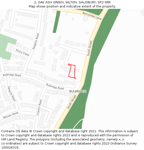 2, OAK ASH GREEN, WILTON, SALISBURY, SP2 0RR: Location map and indicative extent of plot