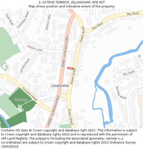 2, OCTAVE TERRACE, GILLINGHAM, SP8 4DT: Location map and indicative extent of plot
