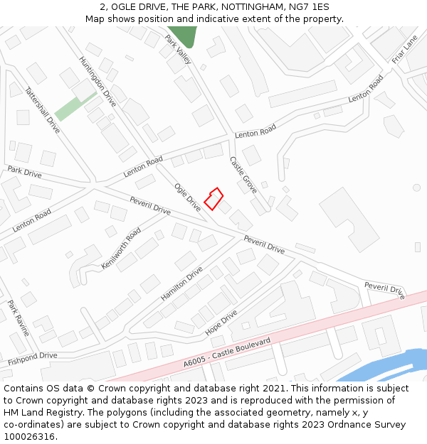 2, OGLE DRIVE, THE PARK, NOTTINGHAM, NG7 1ES: Location map and indicative extent of plot