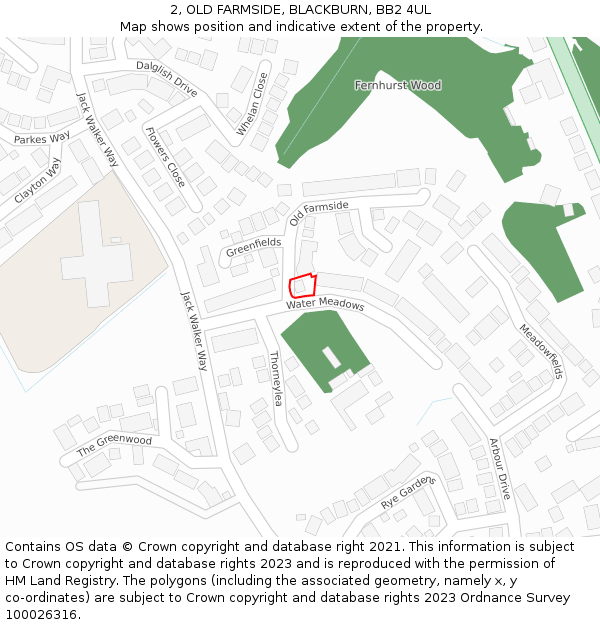 2, OLD FARMSIDE, BLACKBURN, BB2 4UL: Location map and indicative extent of plot