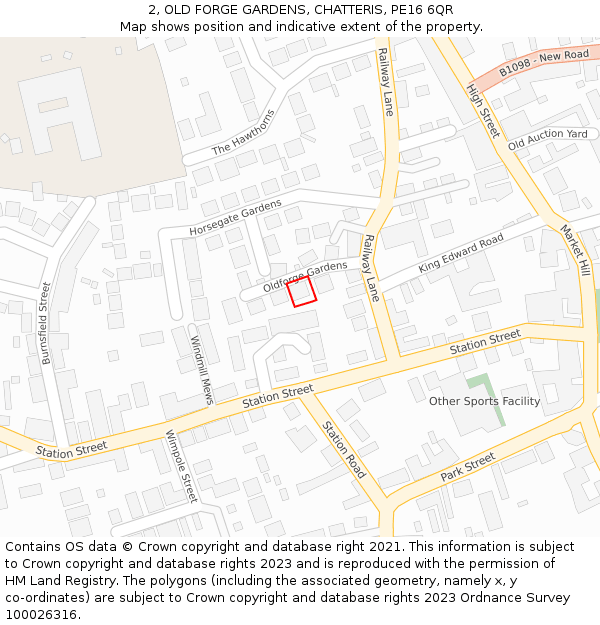 2, OLD FORGE GARDENS, CHATTERIS, PE16 6QR: Location map and indicative extent of plot