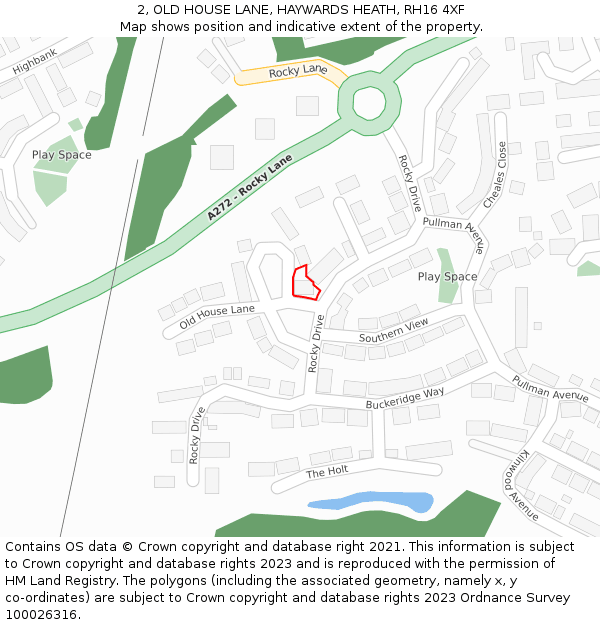 2, OLD HOUSE LANE, HAYWARDS HEATH, RH16 4XF: Location map and indicative extent of plot