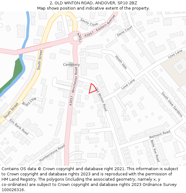 2, OLD WINTON ROAD, ANDOVER, SP10 2BZ: Location map and indicative extent of plot