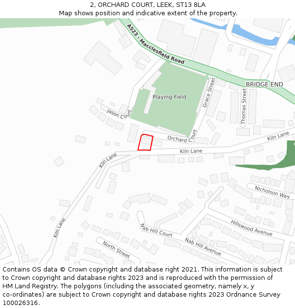 2, ORCHARD COURT, LEEK, ST13 8LA: Location map and indicative extent of plot
