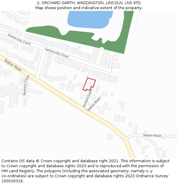 2, ORCHARD GARTH, WADDINGTON, LINCOLN, LN5 9TD: Location map and indicative extent of plot